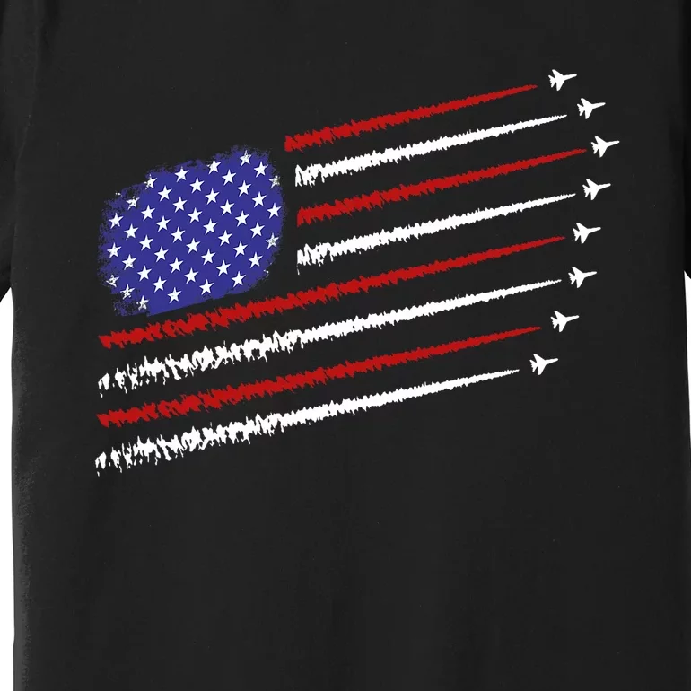 Fighter Jets With Usa American Flag 4th Of July Celebration Premium T-Shirt