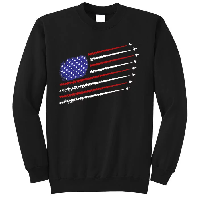 Fighter Jets With Usa American Flag 4th Of July Celebration Tall Sweatshirt