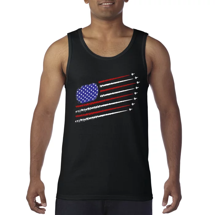 Fighter Jets With USA American Flag 4th Of July Celebration Tank Top