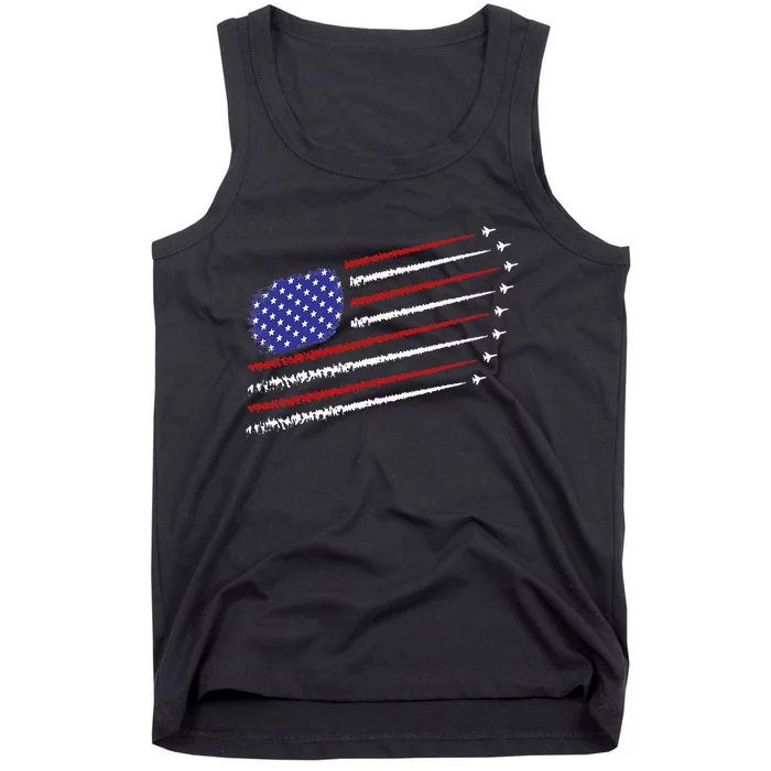 Fighter Jets With USA American Flag 4th Of July Celebration Tank Top