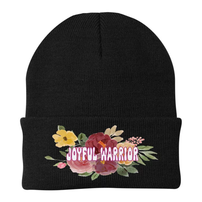 Floral Joyful Warrior For Kamala Harris Walz Madam President Knit Cap Winter Beanie