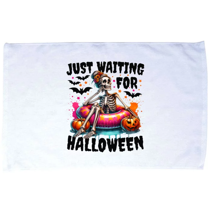 Funny Just Waiting For Halloween Skeleton Spooky Vibe Summer Microfiber Hand Towel