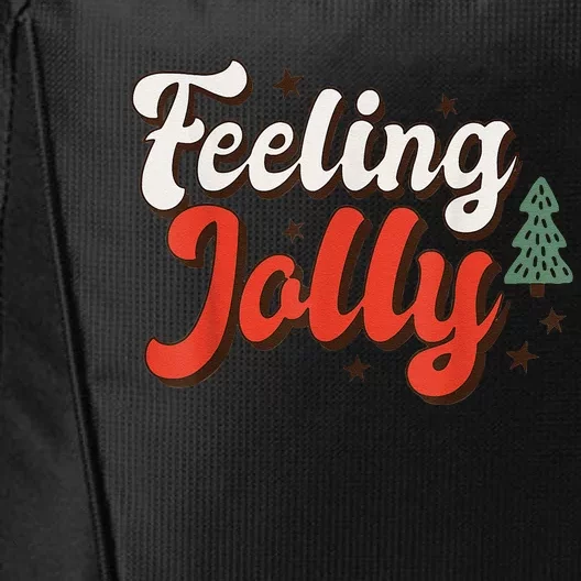 Feeling Jolly Xmas Groovy Vibes Family Christmas Tree Pajama City Backpack