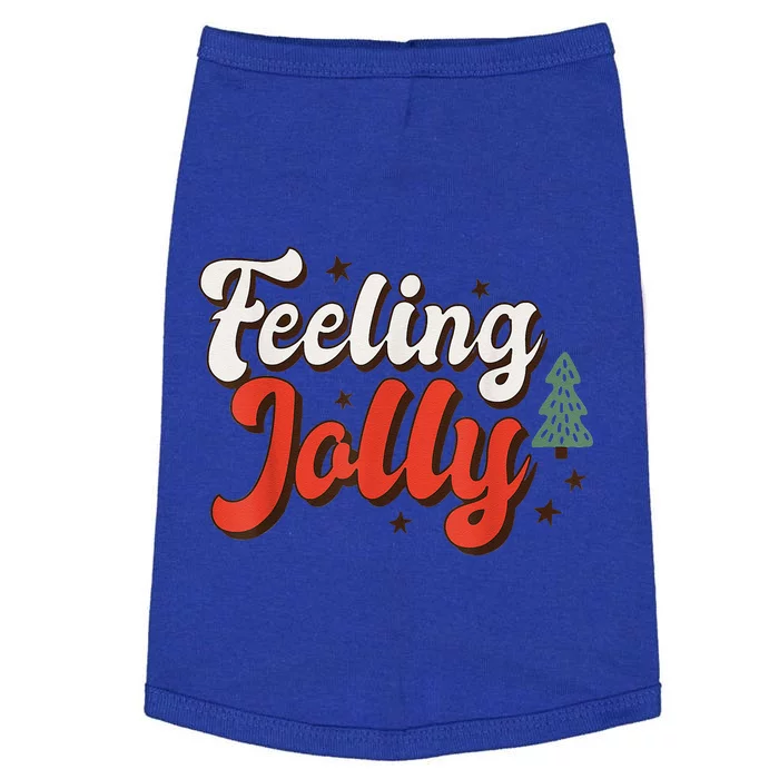 Feeling Jolly Xmas Groovy Vibes Family Christmas Tree Pajama Doggie Tank