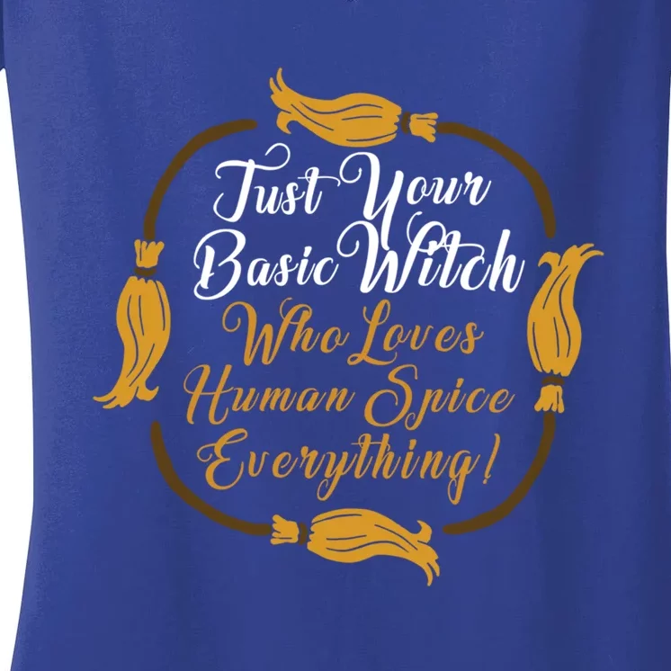 Funny Just Your Basic Witch Who Loves Everything Hu Spice Gift Women's V-Neck T-Shirt