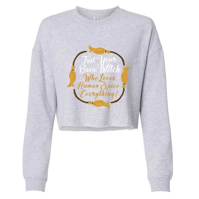 Funny Just Your Basic Witch Who Loves Everything Hu Spice Gift Cropped Pullover Crew