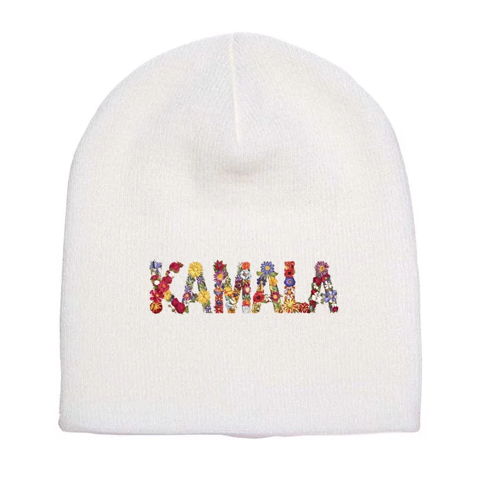 Floral Kamala 2024 Feminine First Female President Short Acrylic Beanie