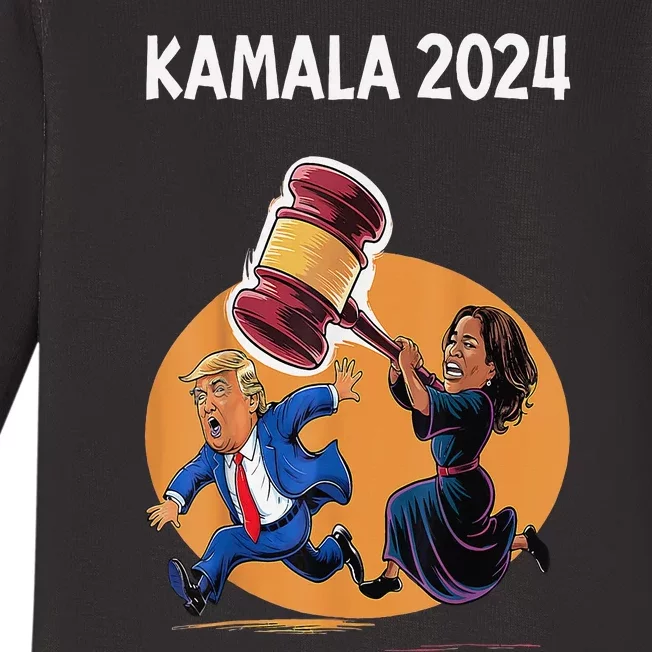 Funny Kamala 2024 Prosecutor Vs Felon Harris Trump Election Baby Long Sleeve Bodysuit