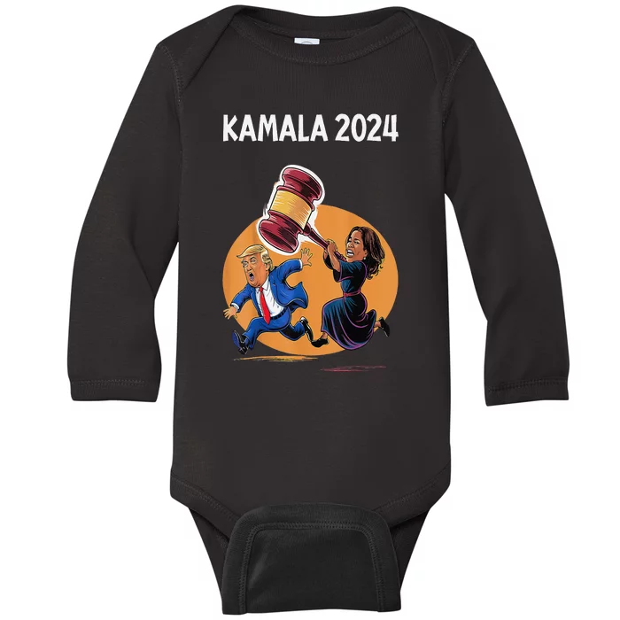 Funny Kamala 2024 Prosecutor Vs Felon Harris Trump Election Baby Long Sleeve Bodysuit