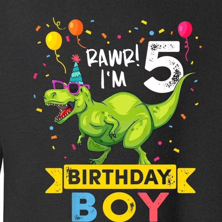 Funny Kids 5 Year Old Gift 5th Birthday Boy T Rex Dinosaur Gift Toddler Sweatshirt