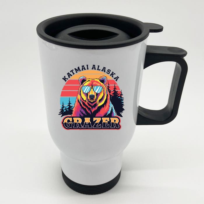 Funny Katmai Alaska Grazer Vintage Fat Bear Week 2024 Front & Back Stainless Steel Travel Mug