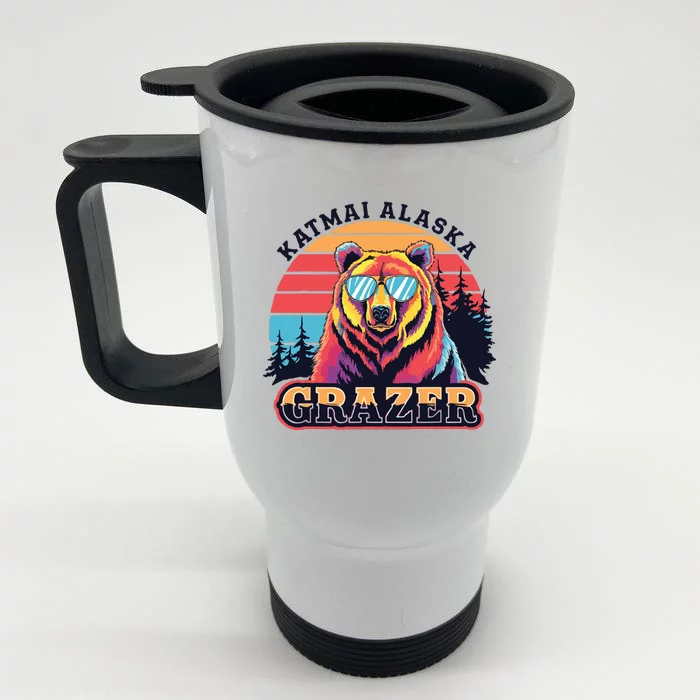 Funny Katmai Alaska Grazer Vintage Fat Bear Week 2024 Front & Back Stainless Steel Travel Mug