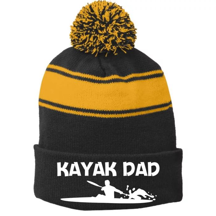 Funny Kayak Art For Dad Papa Kayaking Paddling Canoe Kayaks Funny Gift Stripe Pom Pom Beanie