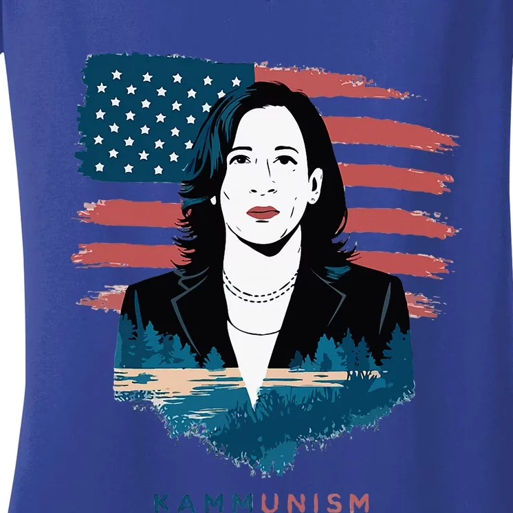 Funny Kammunist Anti Kamala Harris Funny Election 2024 Women's V-Neck T-Shirt