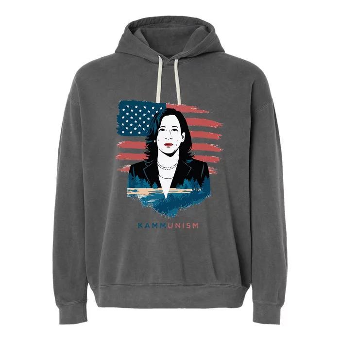 Funny Kammunist Anti Kamala Harris Funny Election 2024 Garment-Dyed Fleece Hoodie