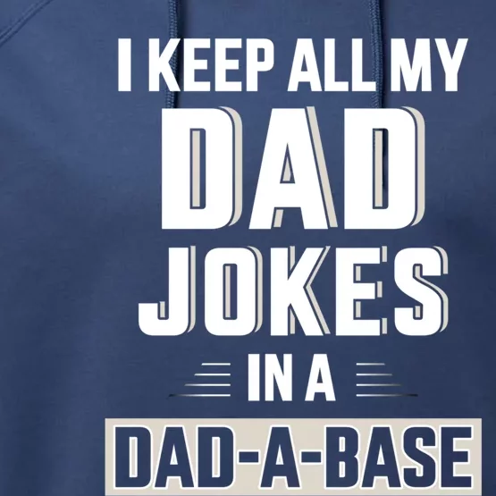 Funny Keep All My Dad Jokes In A Dadabase For Fathers Day Gift Performance Fleece Hoodie