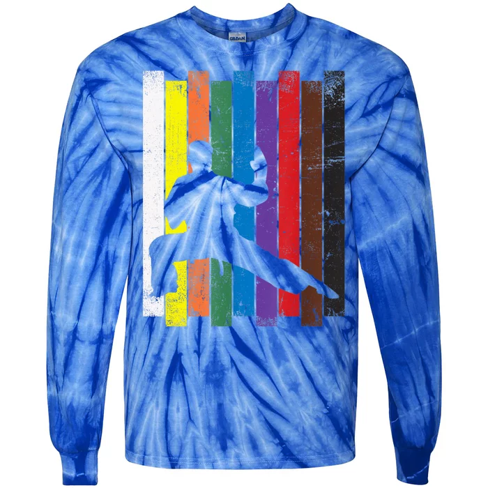 Funny Karate Belt Gift Karate Silhouette Gift Martial Arts Tie-Dye Long Sleeve Shirt