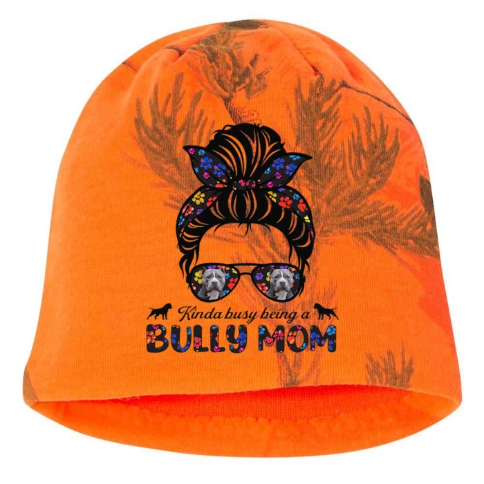 Funny Kinda Busy Being A American Bully Mom Messy Hair Mothers Day Kati - Camo Knit Beanie