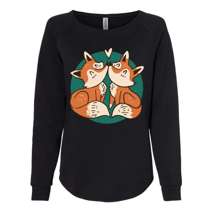 Foxes Kissing Cute Womens California Wash Sweatshirt