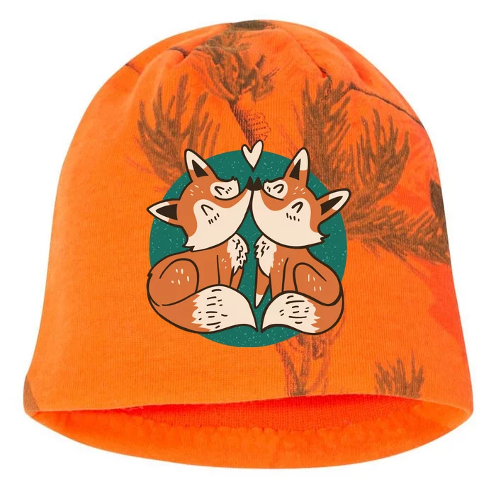 Foxes Kissing Cute Kati - Camo Knit Beanie