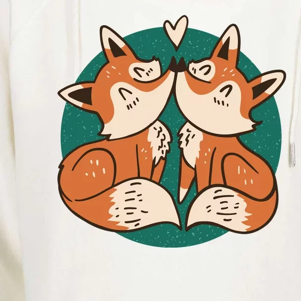 Foxes Kissing Cute Womens Funnel Neck Pullover Hood