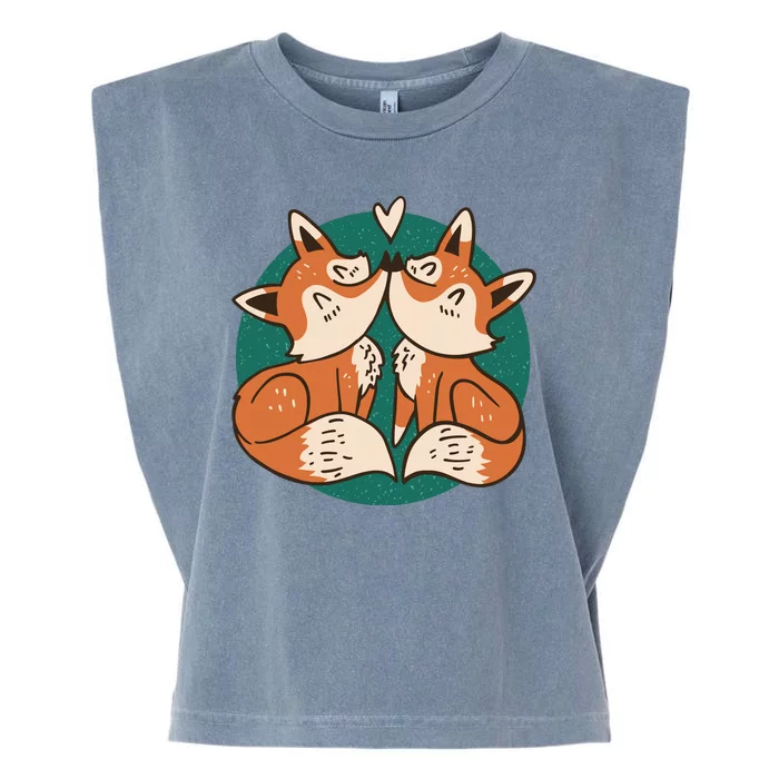 Foxes Kissing Cute Garment-Dyed Women's Muscle Tee