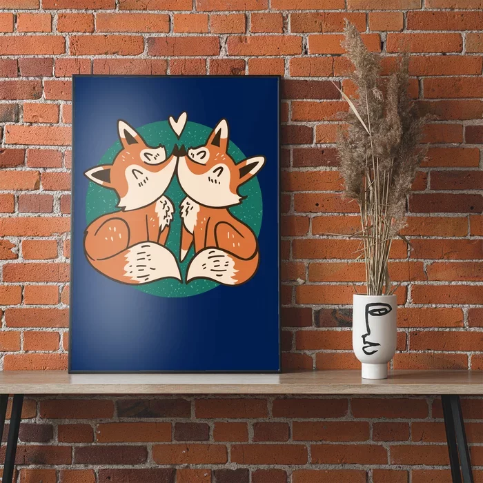 Foxes Kissing Cute Poster