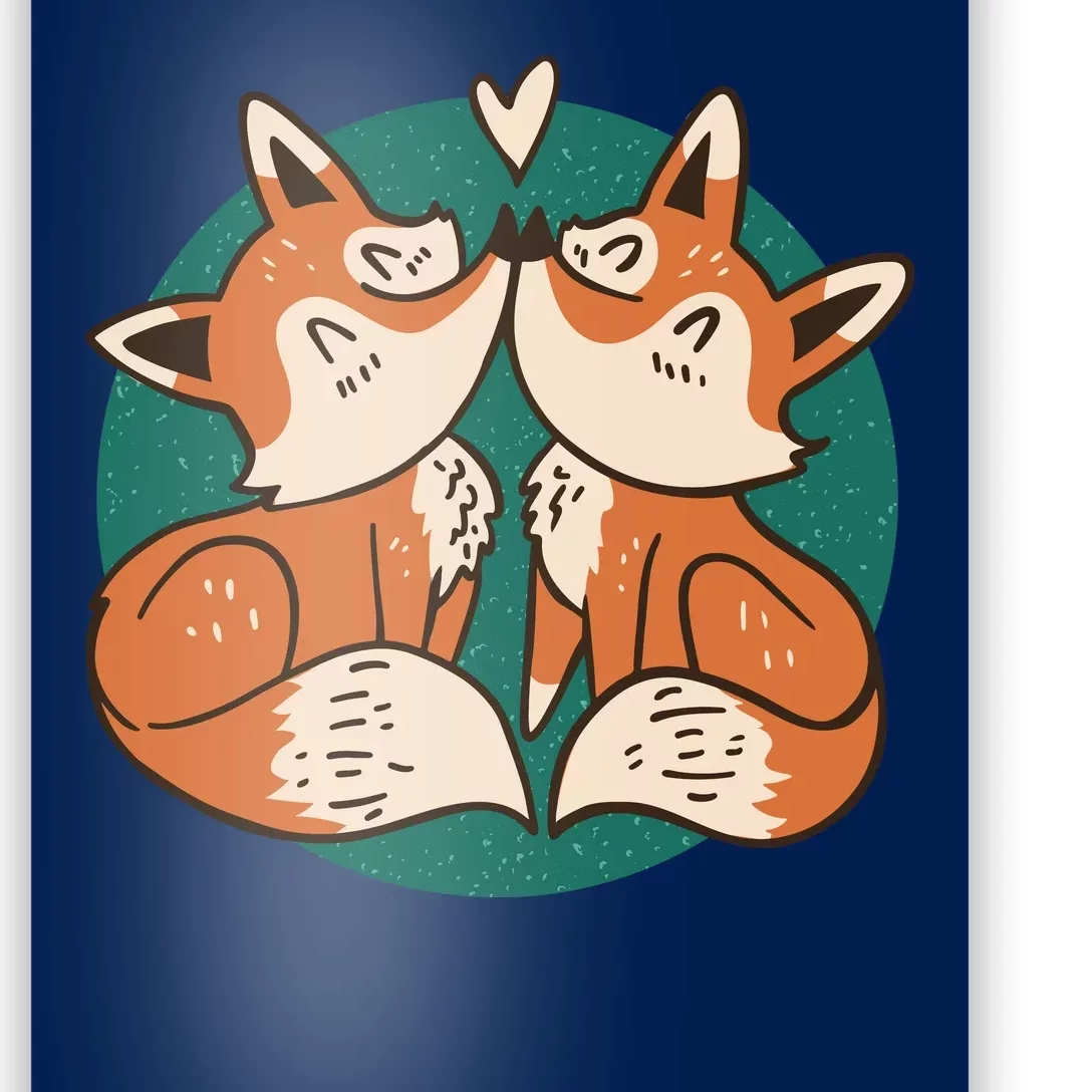 Foxes Kissing Cute Poster