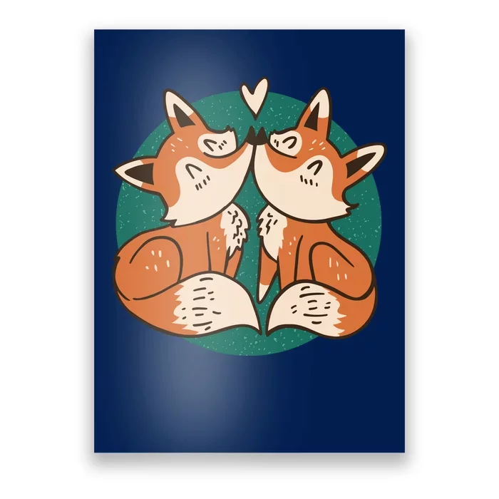 Foxes Kissing Cute Poster