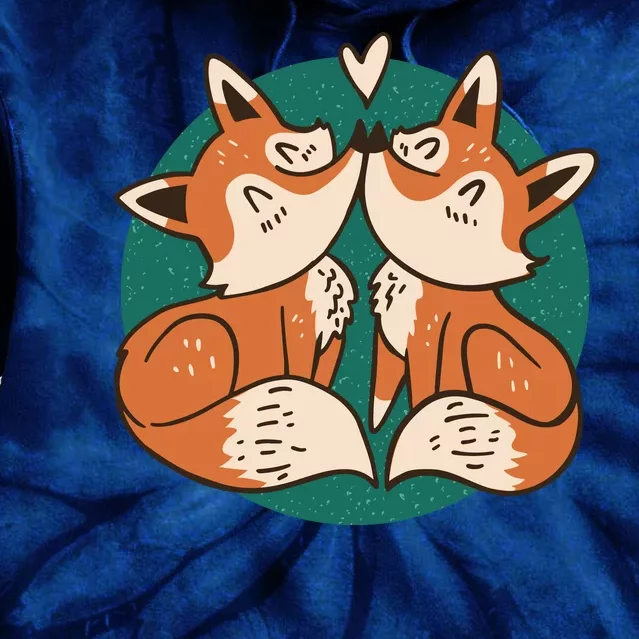 Foxes Kissing Cute Tie Dye Hoodie