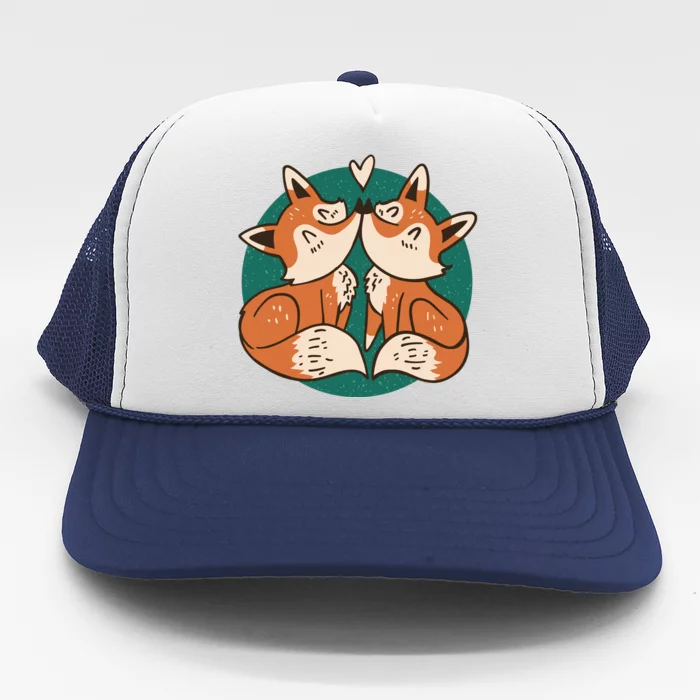 Foxes Kissing Cute Trucker Hat