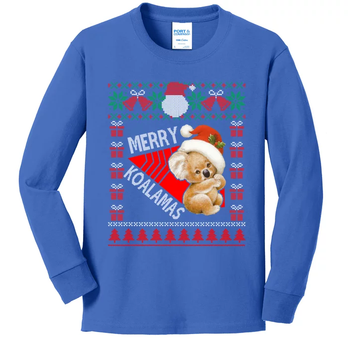 Funny Koala Christmas Lights Ugly Sweater Xmas Gift Kids Long Sleeve Shirt