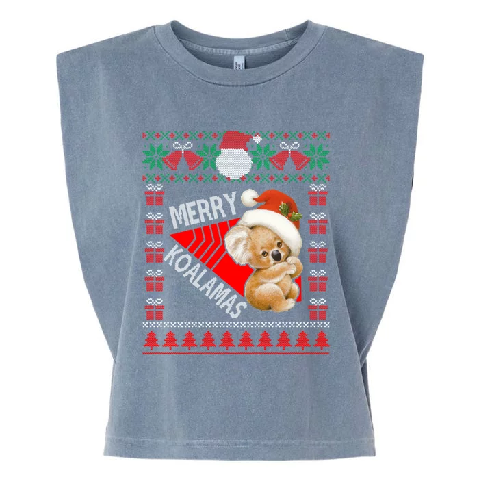 Funny Koala Christmas Lights Ugly Sweater Xmas Gift Garment-Dyed Women's Muscle Tee