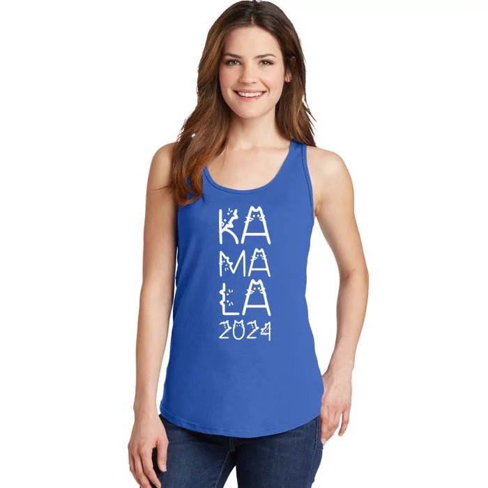 Funny Kamala Cat Lettering Less Cat Lady Gift Ladies Essential Tank