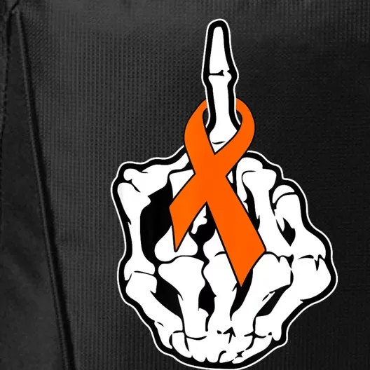 Fuck Kidney Cancer Awareness Middle Finger Orange Ribbon City Backpack