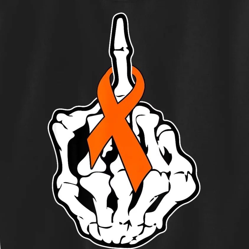 Fuck Kidney Cancer Awareness Middle Finger Orange Ribbon Kids Sweatshirt