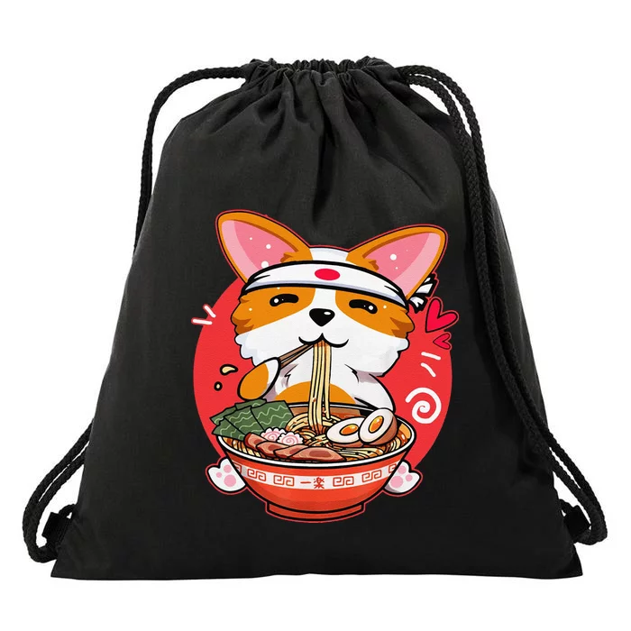 Funny Kawaii Corgi Ramen Cute Japanese Manga Anime Gift Dog Lovers Drawstring Bag