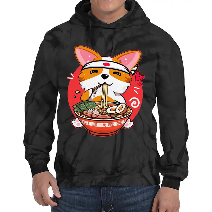 Funny Kawaii Corgi Ramen Cute Japanese Manga Anime Gift Dog Lovers Tie Dye Hoodie