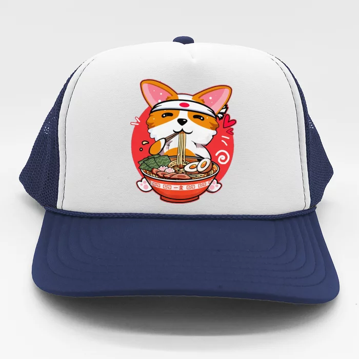 Funny Kawaii Corgi Ramen Cute Japanese Manga Anime Gift Dog Lovers Trucker Hat