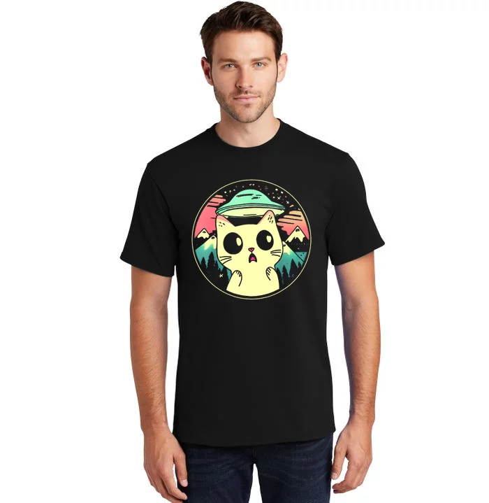 Funny Kawaii Cat Aliens And Ufo Tall T-Shirt