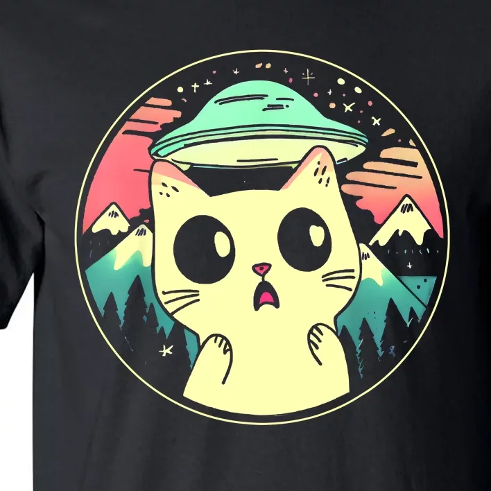 Funny Kawaii Cat Aliens And Ufo Tall T-Shirt