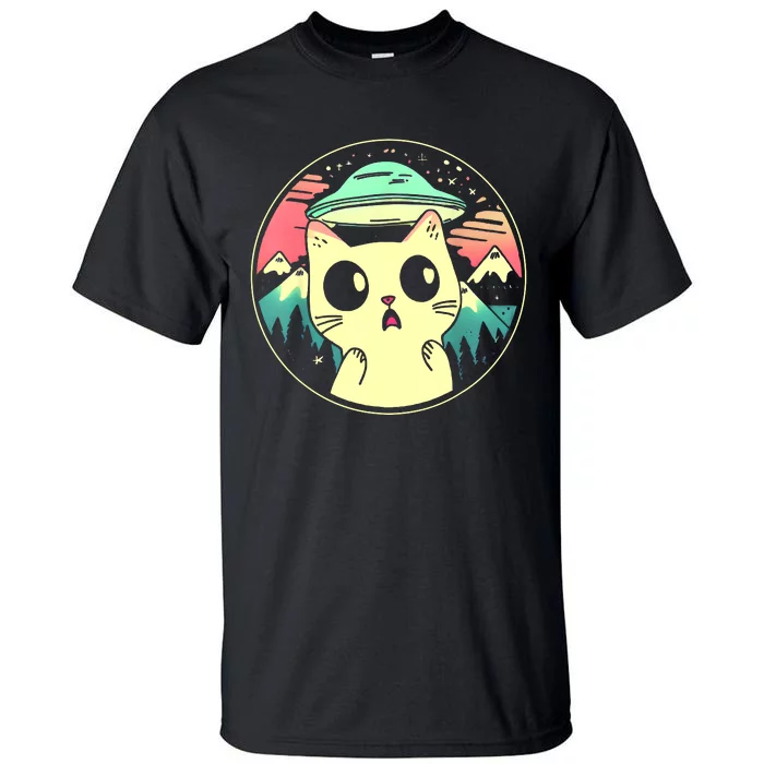 Funny Kawaii Cat Aliens And Ufo Tall T-Shirt