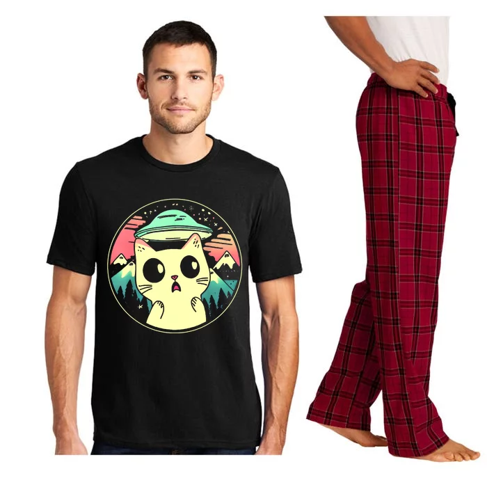 Funny Kawaii Cat Aliens And Ufo Pajama Set