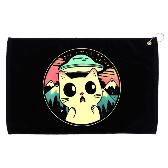 Funny Kawaii Cat Aliens And Ufo Grommeted Golf Towel