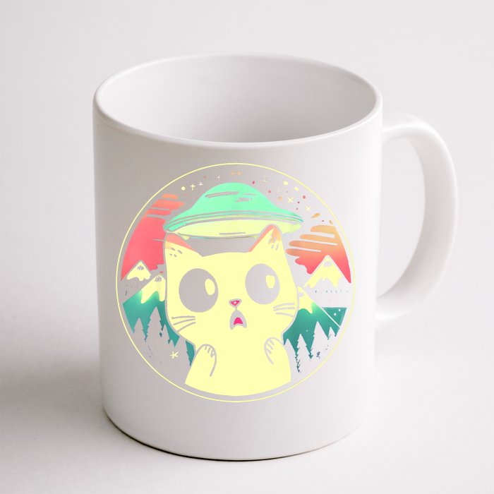 Funny Kawaii Cat Aliens And Ufo Front & Back Coffee Mug