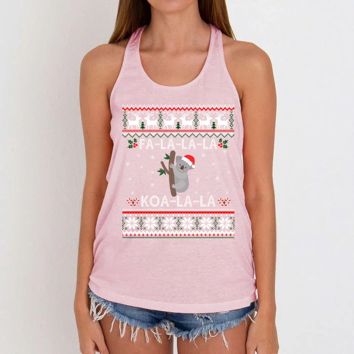 Falala Koalalala Cute Koala Bear Australian Xmas Ugly Cool Gift Women's Knotted Racerback Tank