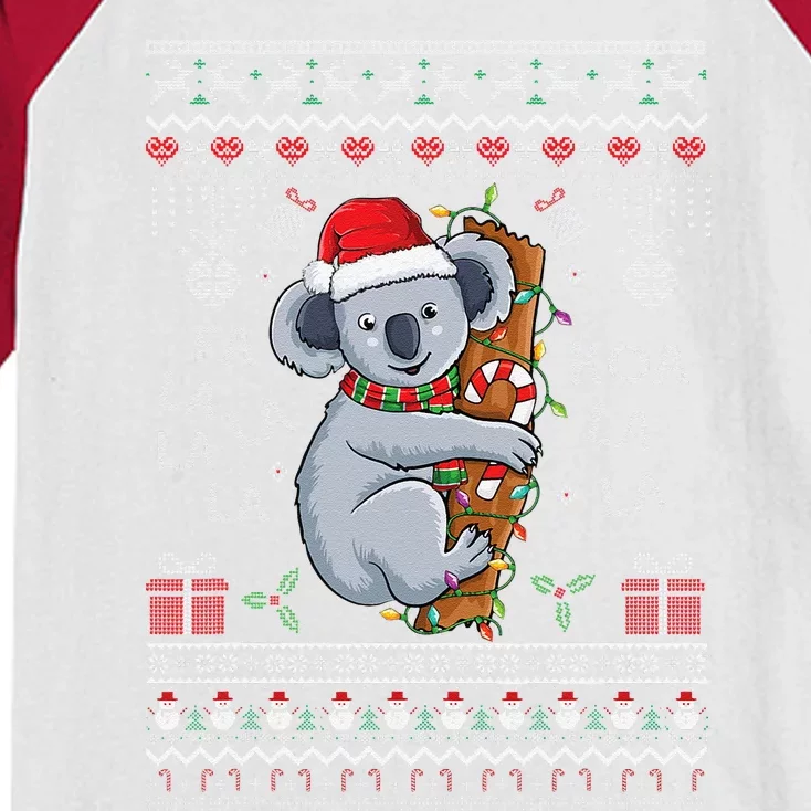 Falala Koalalala Cute Koala Bear Santa Christmas Koala Kids Colorblock Raglan Jersey