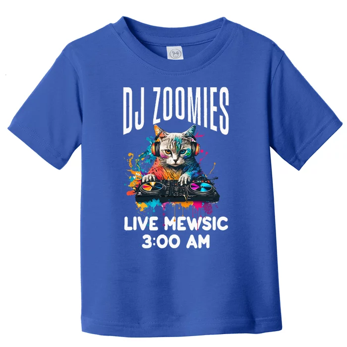 Funny Kitty Cat Lover Rainbow Funny DJ Music Zoomies Toddler T-Shirt