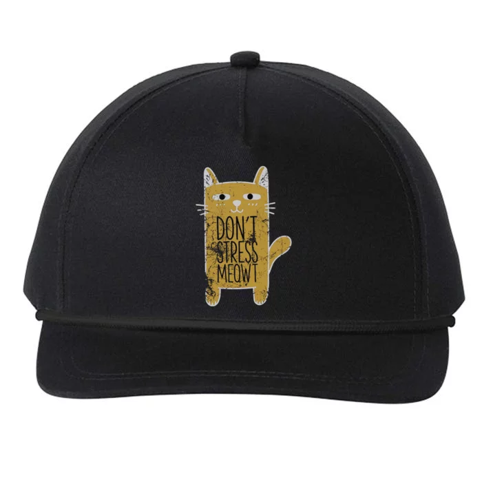 Funny Kitty Cat Lovers Don’t Stress Meowt Distressed Gift Snapback Five-Panel Rope Hat