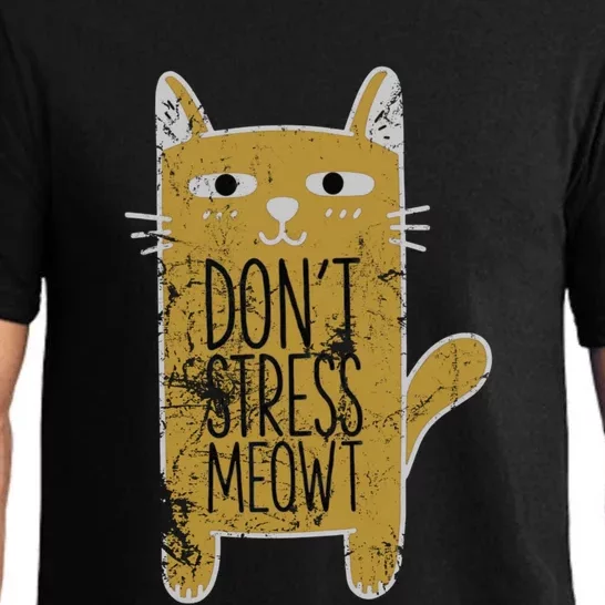 Funny Kitty Cat Lovers Don’t Stress Meowt Distressed Gift Pajama Set